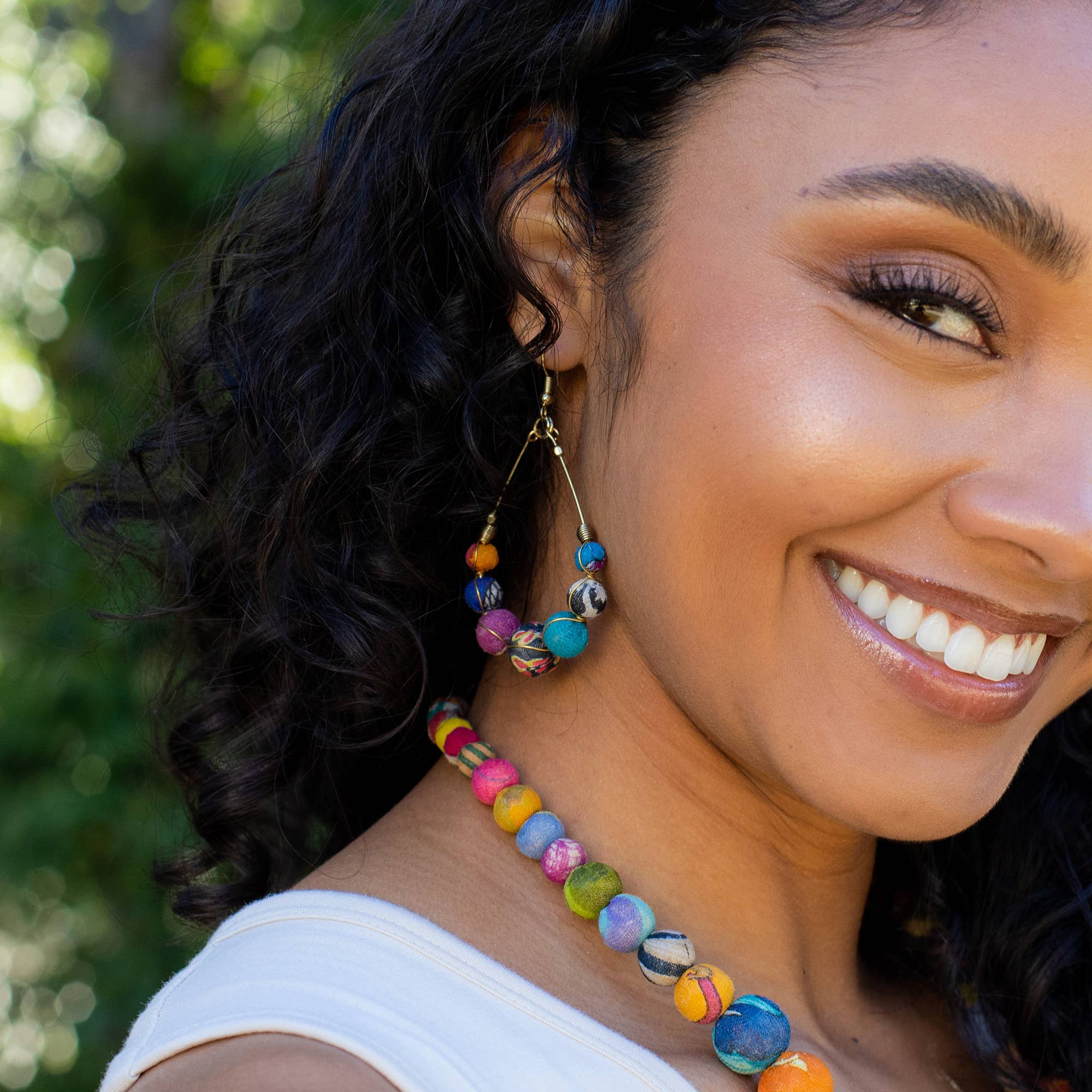 Aasha Kantha Graduated Wire Wrapped Teardrop Earrings