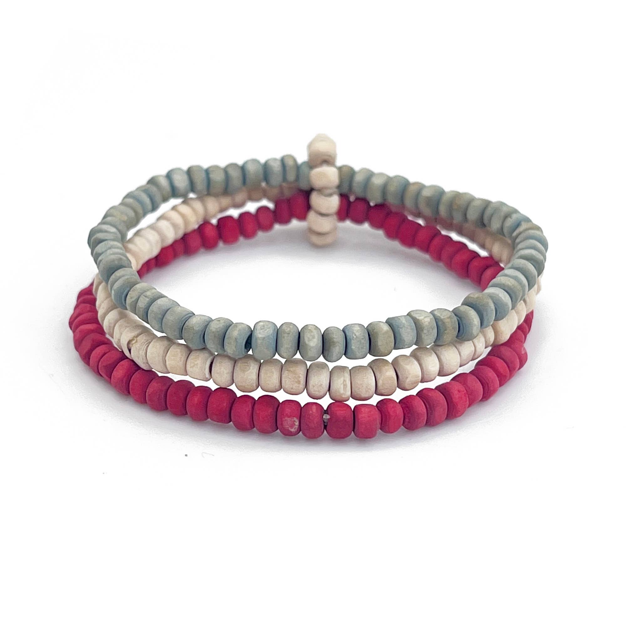 Prismatic Hues Stretch Bracelet - Gray, Crimson, White