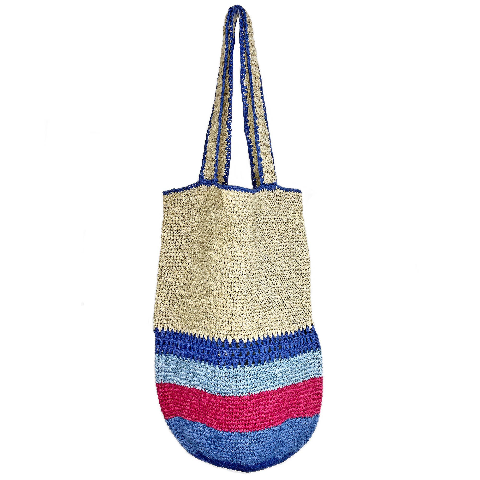 Zhuri Bag - Large Raffia Tote - Blue Tones