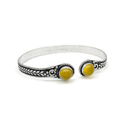 Tanvi Collection Bangle Bracelet - Silver with Yellow Agate