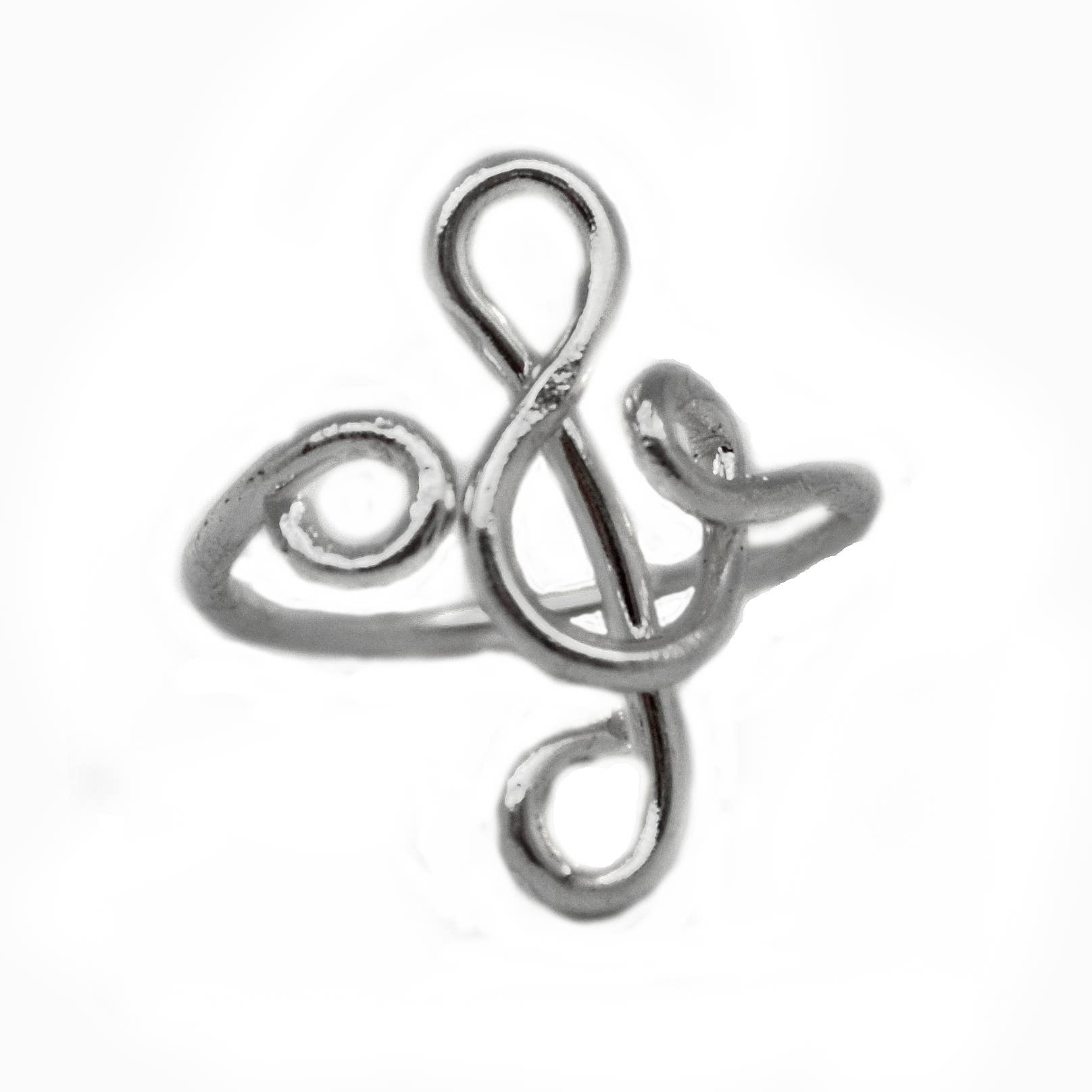 Silver Plated Adjustable Ring - Treble Clef