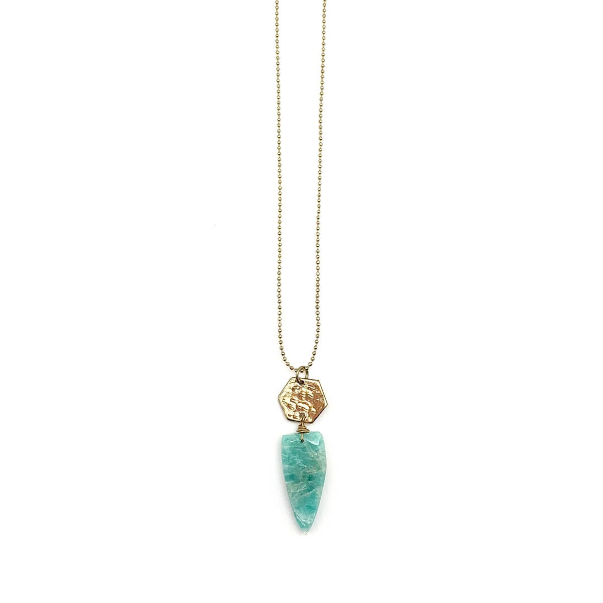 Akriti Gold and Large Faceted Amazonite Necklace