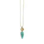 Akriti Gold and Large Faceted Amazonite Necklace