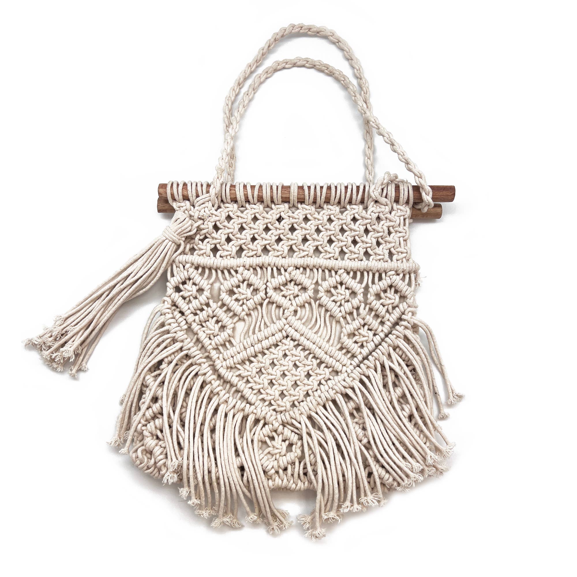 Coco Bag - Cotton macrame handbag with cotton lining