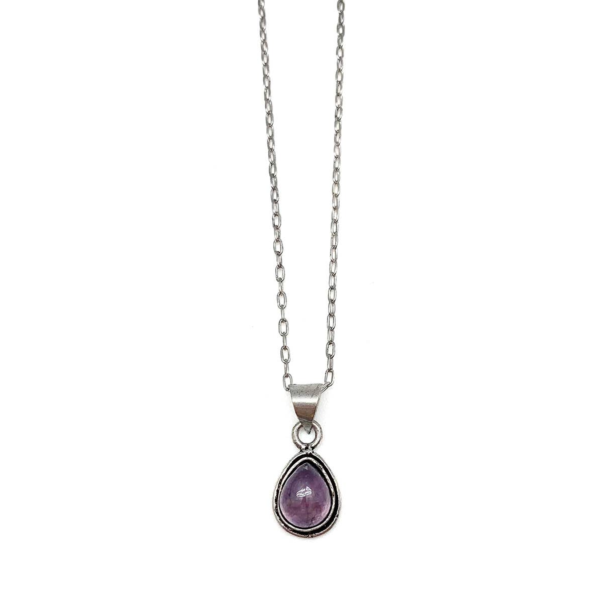 Handcrafted Semiprecious Small Stone Necklace - Amethyst