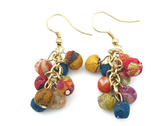 Aasha Kantha Handcrafted Cluster Dangle Earrings