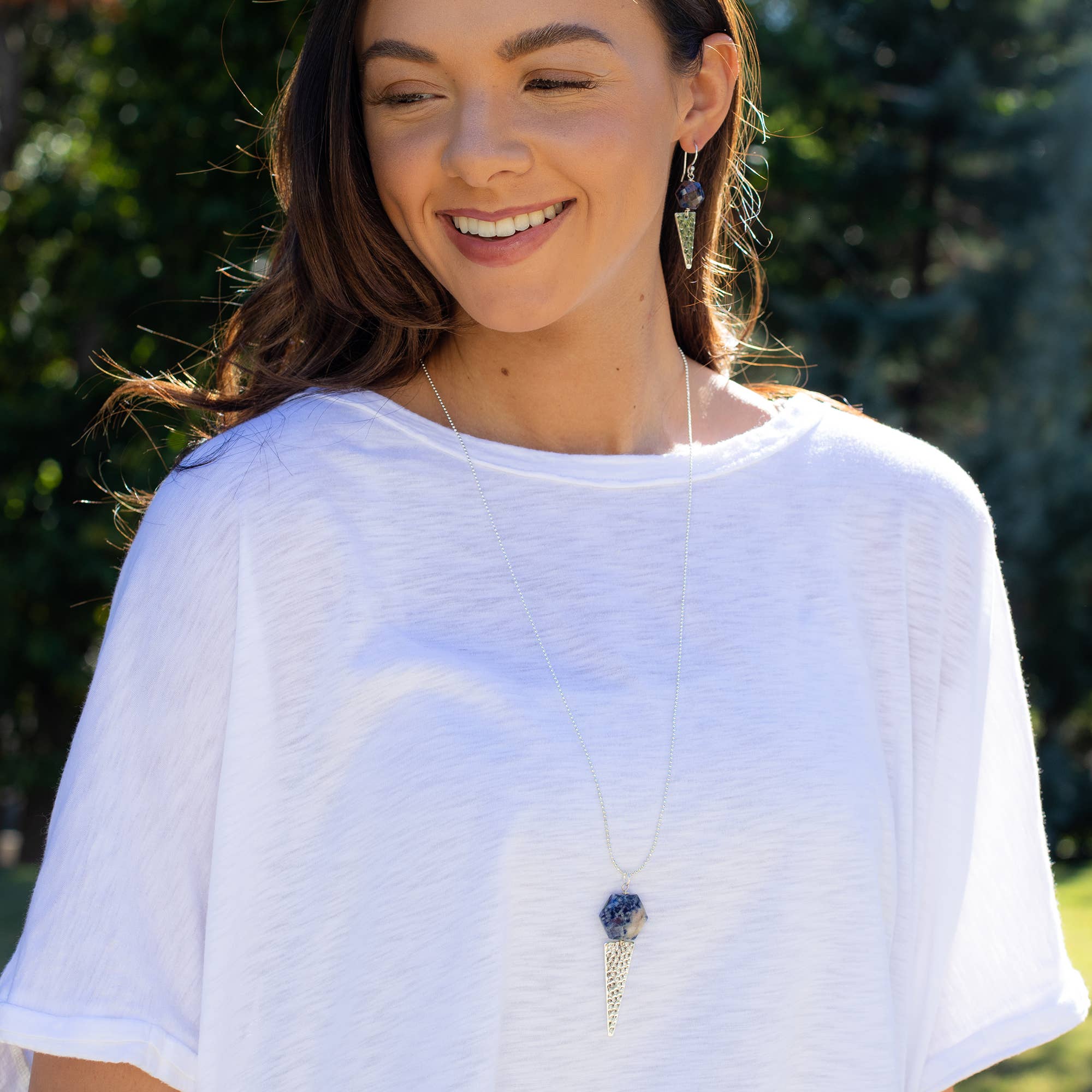 Akriti Silver and Medium Faceted Sodalite Necklace