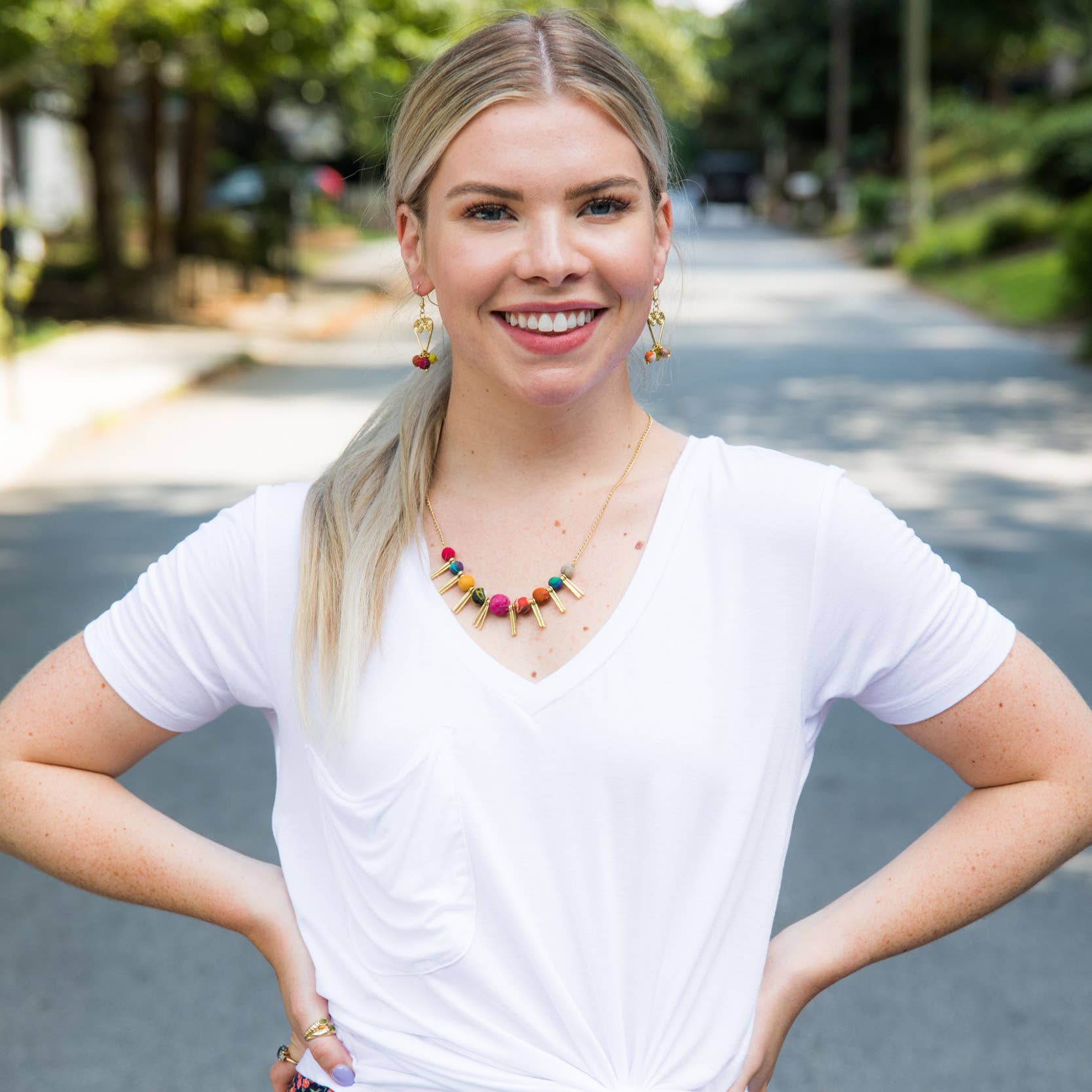 Aasha Beaded Kantha Handcrafted Spikes Necklace