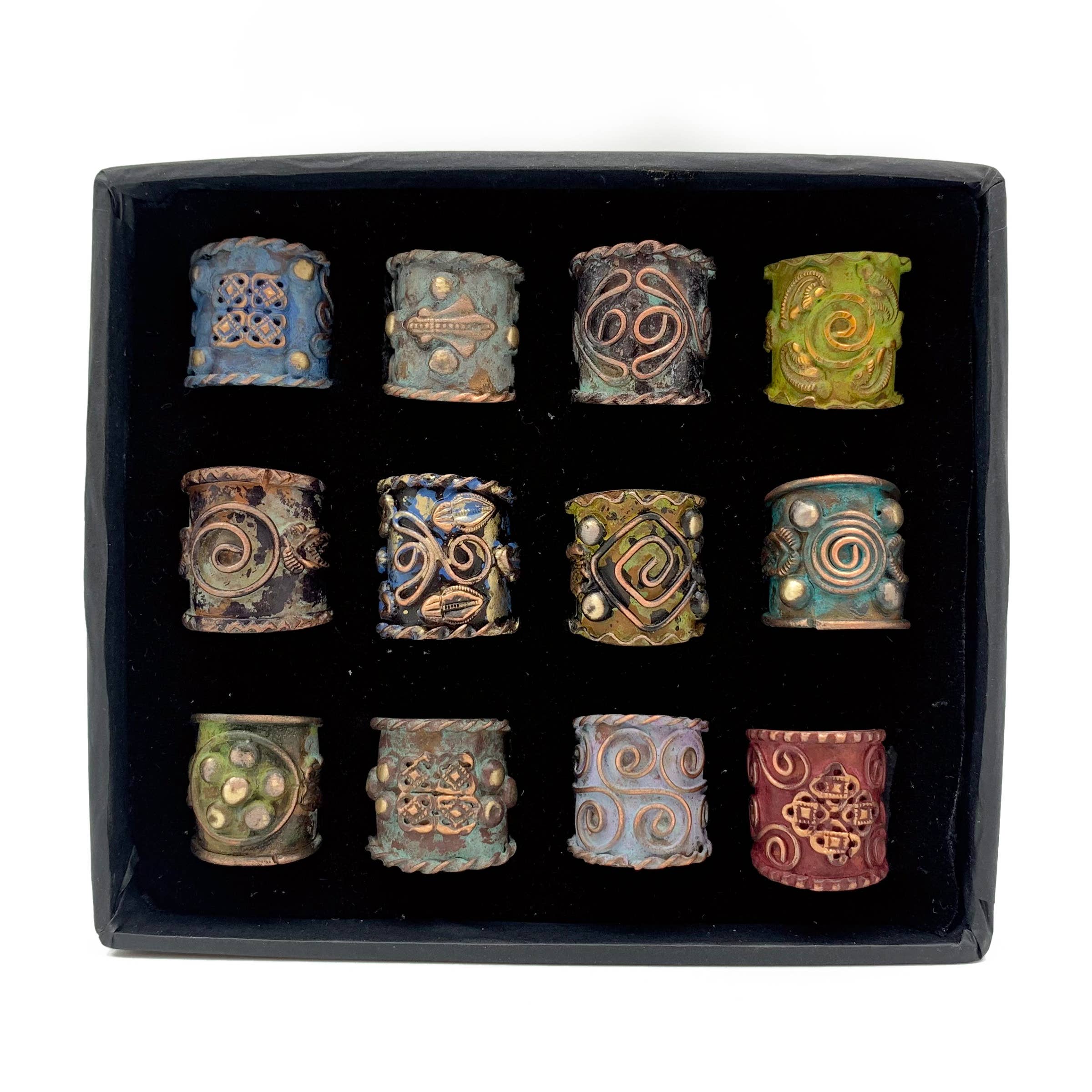 Vintage Copper Patina Rings - 12 in Box