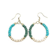 Prismatic Hues Hoop Earrings - Turquoise, Green, White