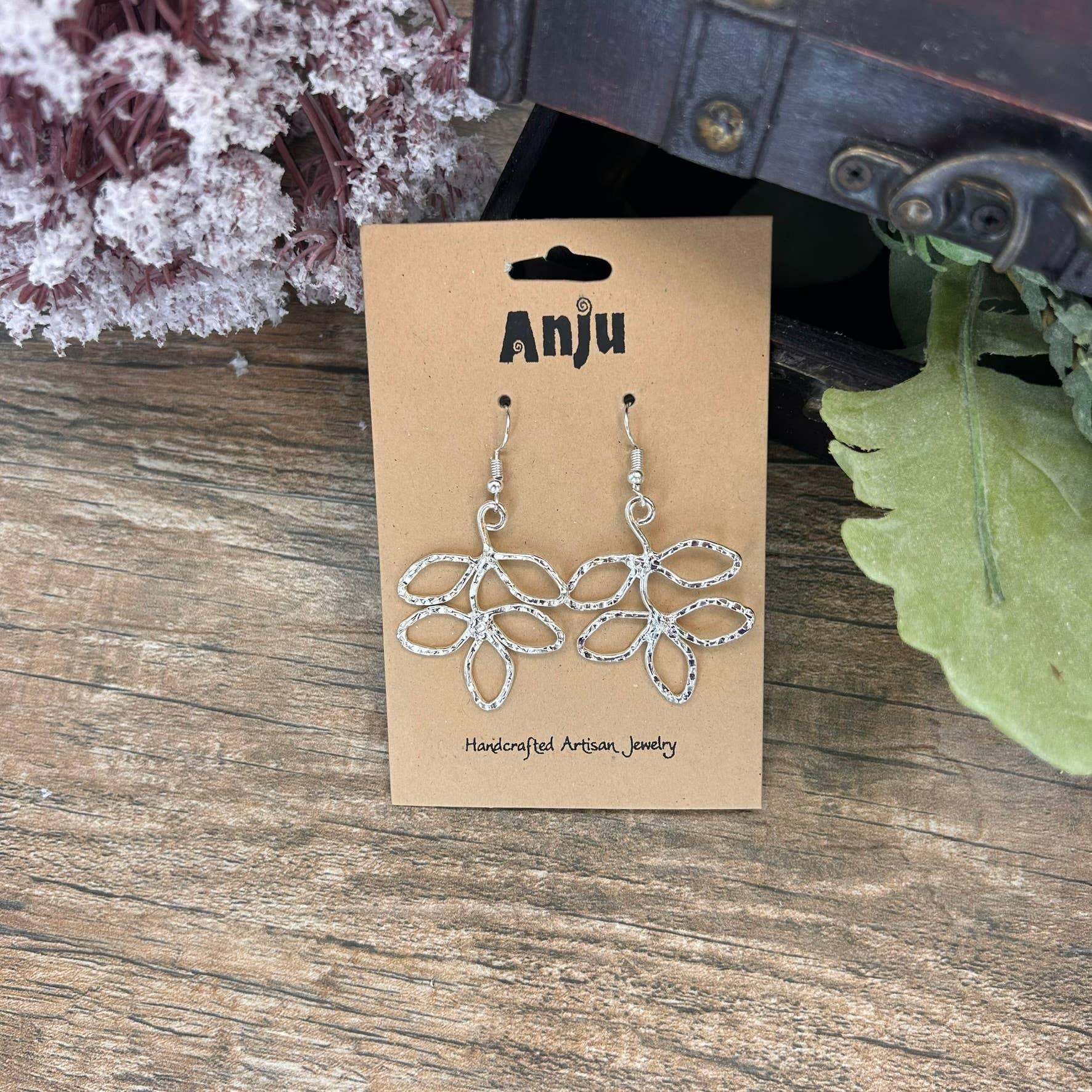 Silver Plated Earrings - Leafy Branch