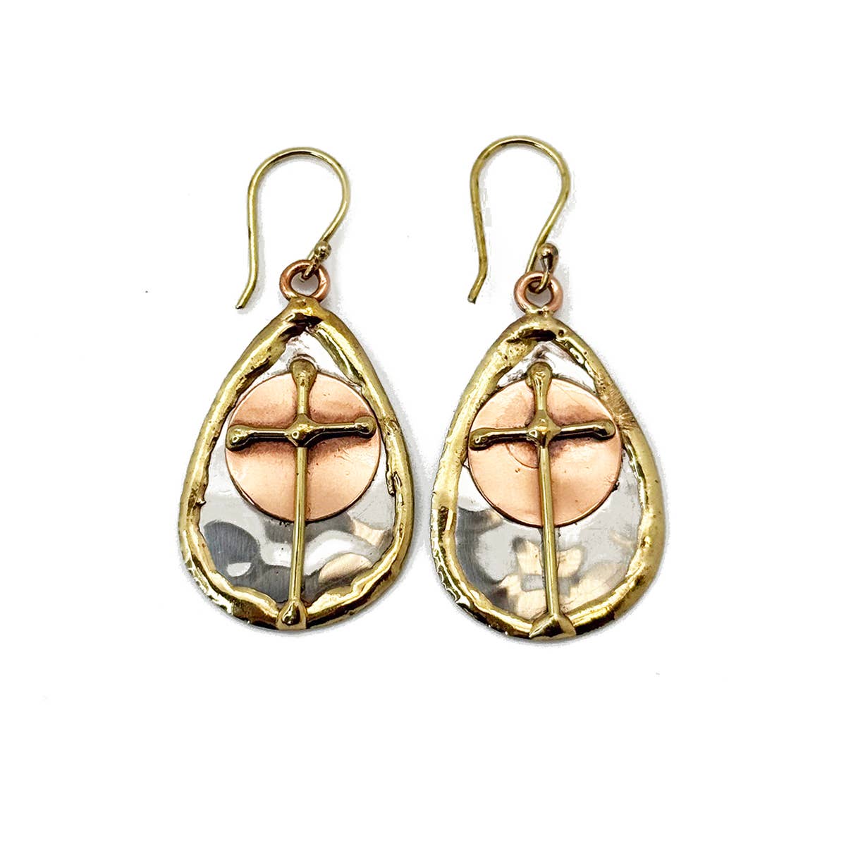 Handcrafted Mixed Metal Fish Earrings