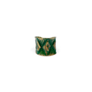 Brass Patina Ring - Brass Diamond on Emerald Green