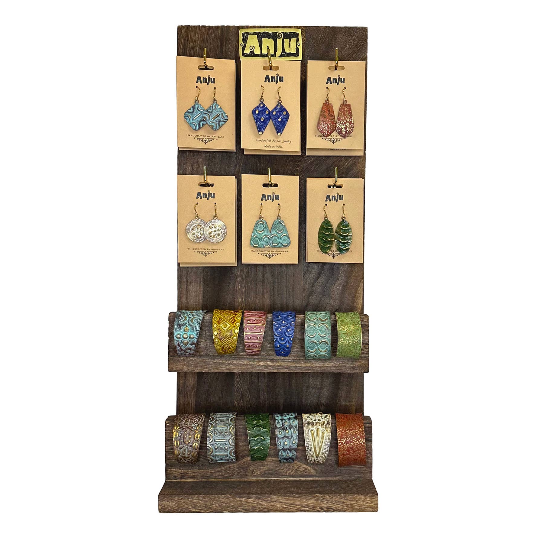 Brass Patina Bracelet and Earring Prepack with Display