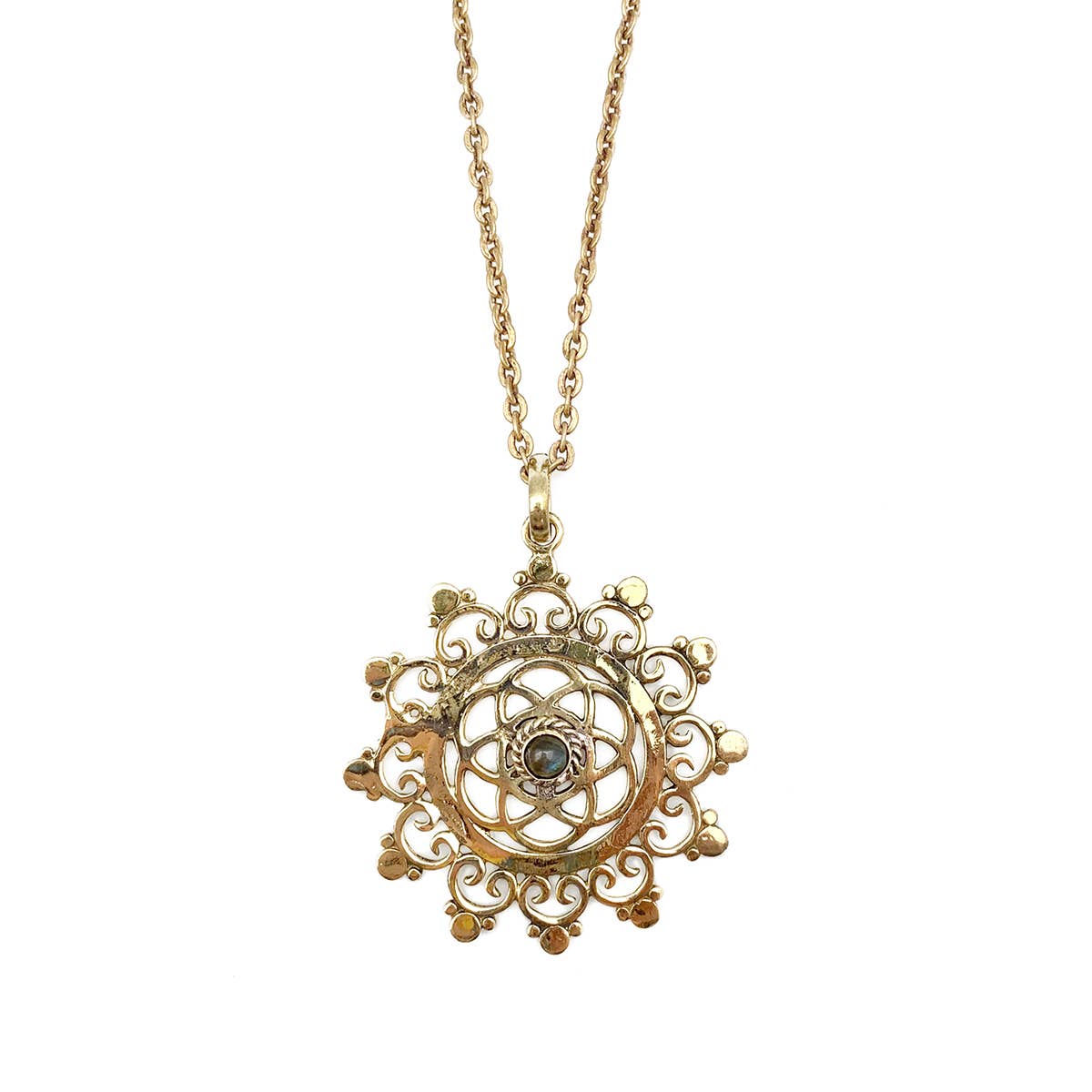 Tanvi Collection Necklace - Gold Filigree with Labradorite