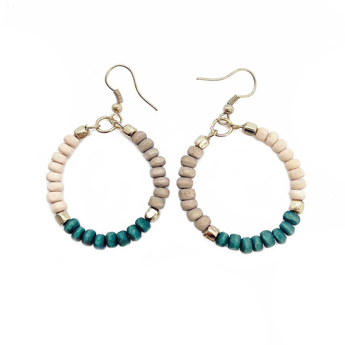 Prismatic Hues Hoop Earrings - Sage, Green, White