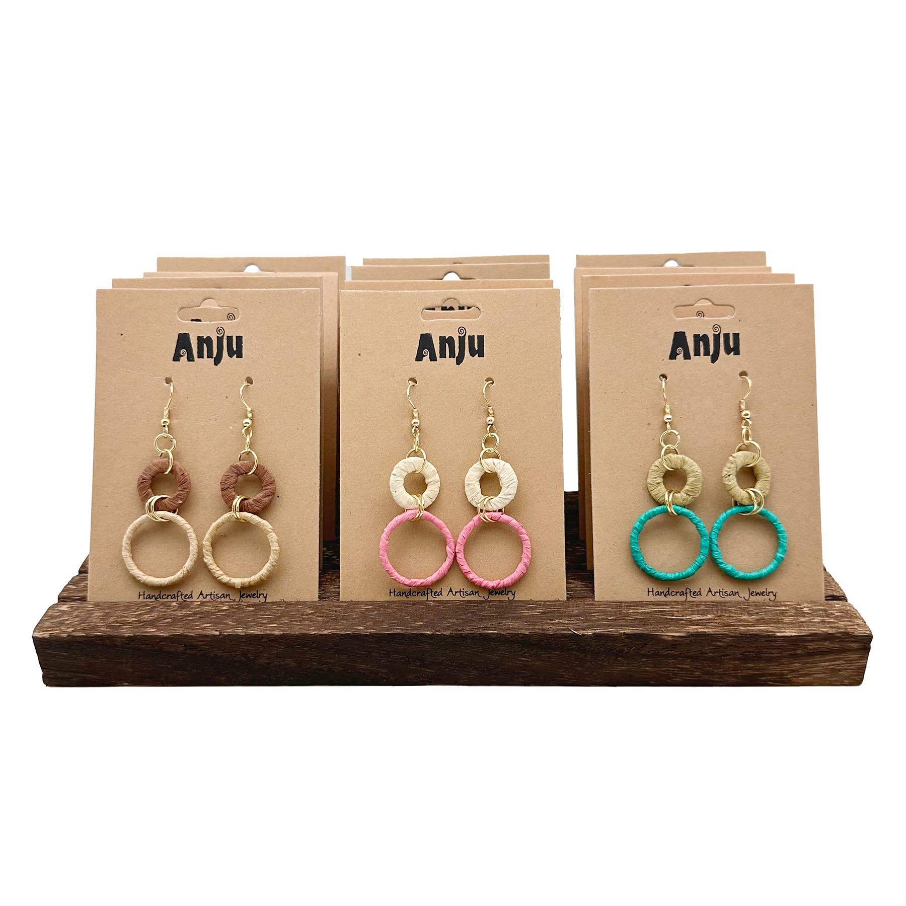 Sachi Raffia Rings Prepack - 12 Earrings and Slotted Display
