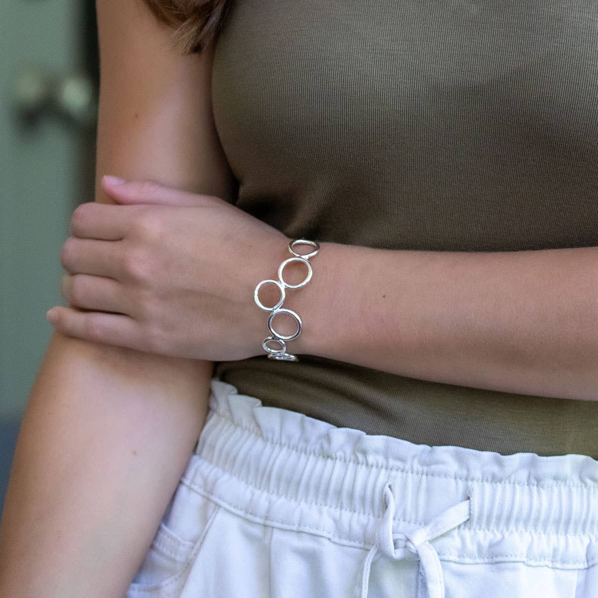 Handcrafted  Open Oval Silver Cuff Bracelet