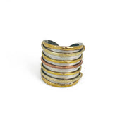 Handcrafted Mixed Metal Stacked Ring - Wide Band