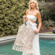 Adira Woven Cotton Macrame Large Fringe Bags