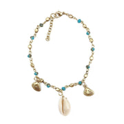 Sachi Golden Coastline Collection Anklet - Blue Beads Shells