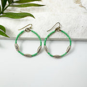 Seed Bead Hoop Earrings - Sea Green