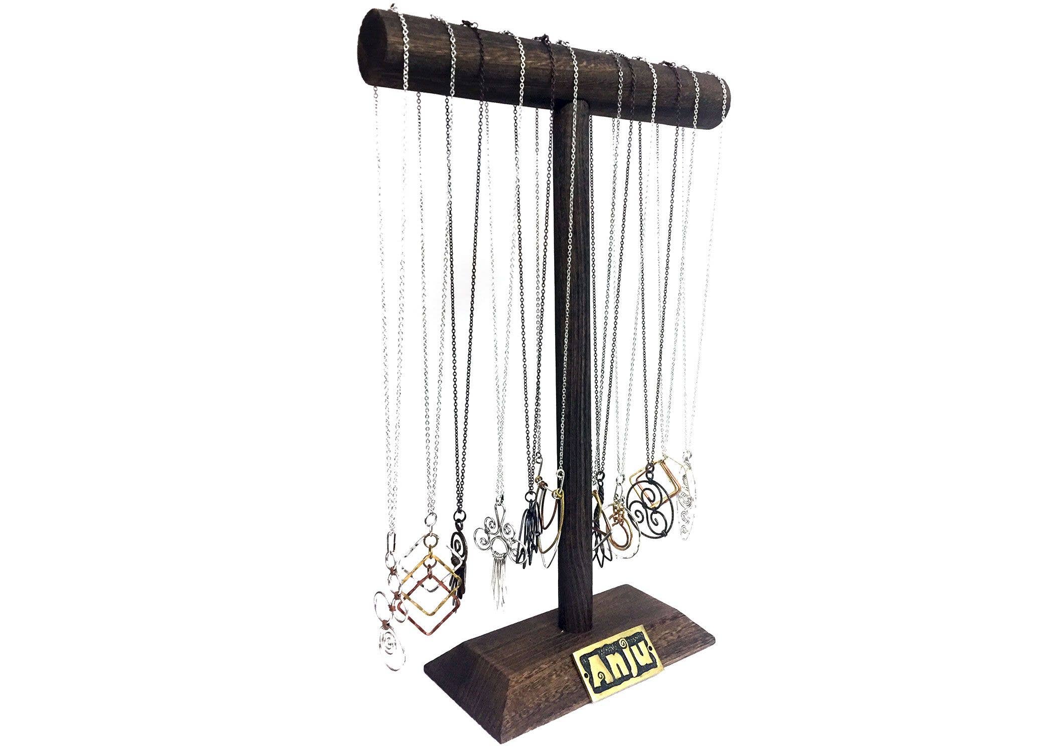 Banjara 16 Necklaces Without Stones and Wooden T-Bar Display