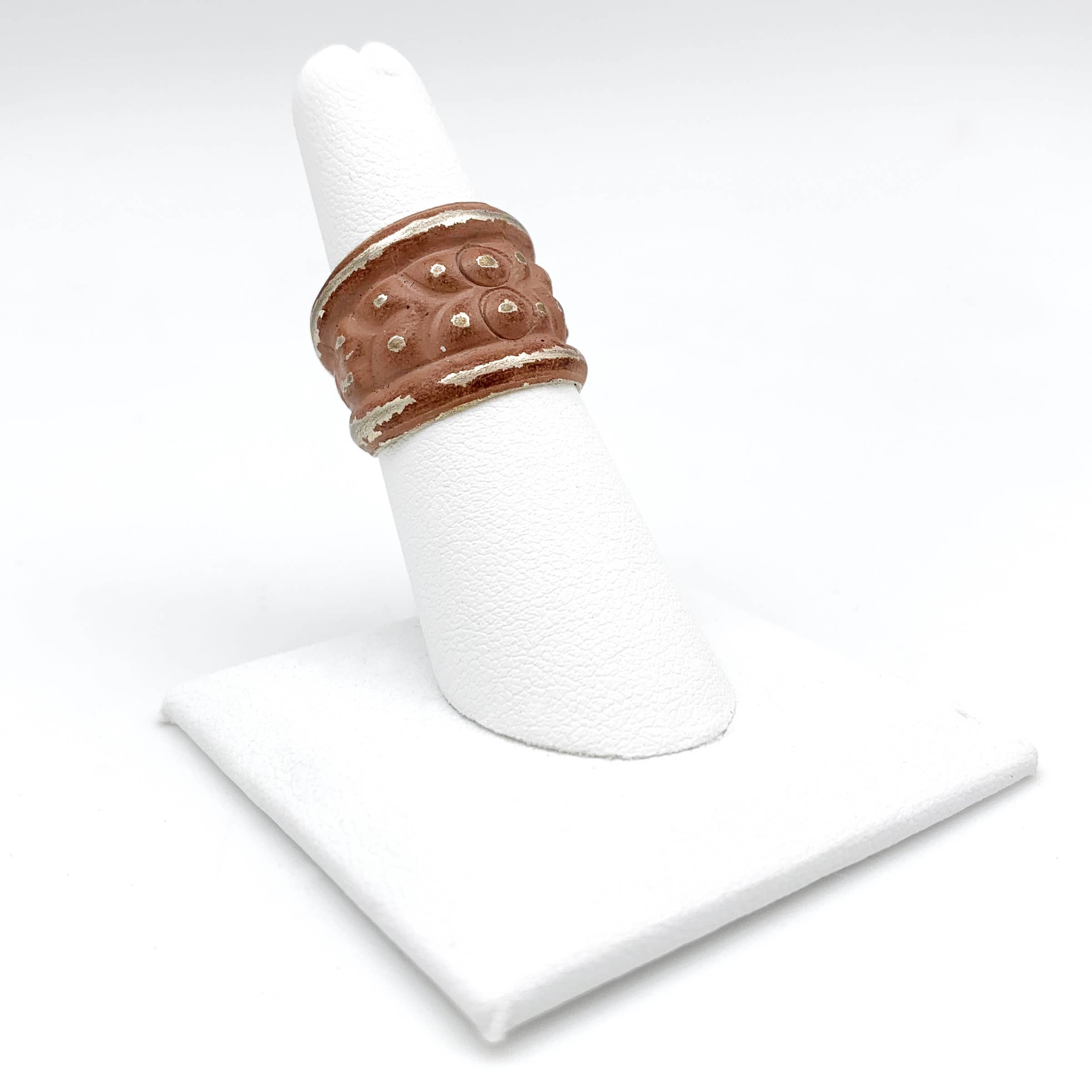 Silver Patina Ring - Dusty Rose Circles and Bands