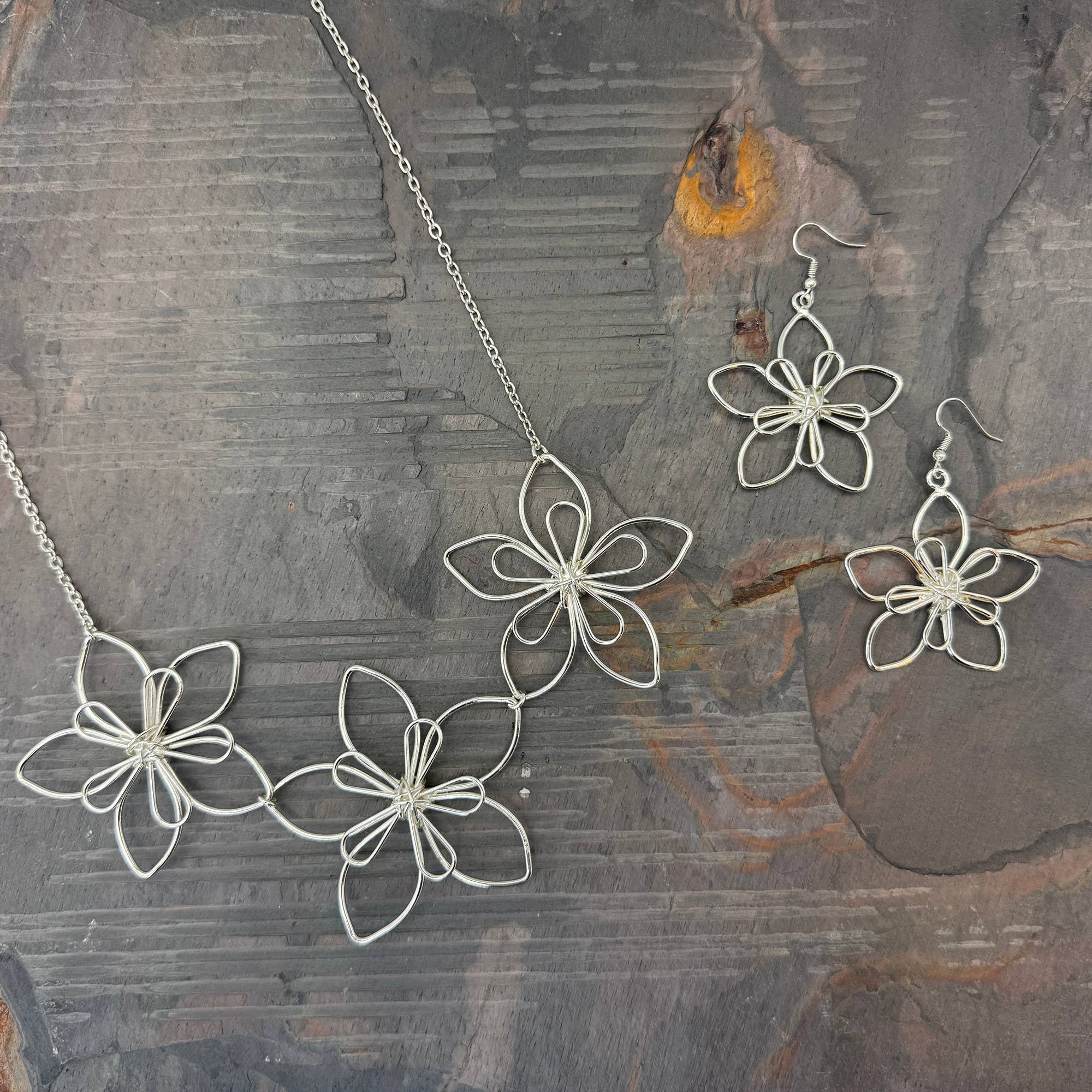 Handcrafted Blooming Petals Silver Necklace