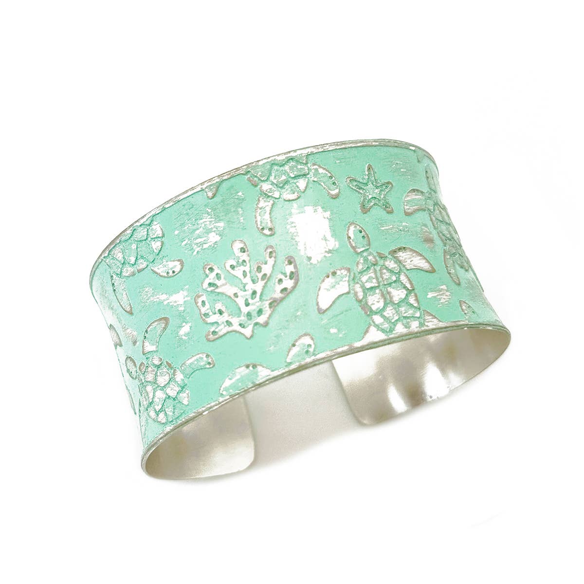 Handcrafted Mint Green Sea Life Patina Bracelet
