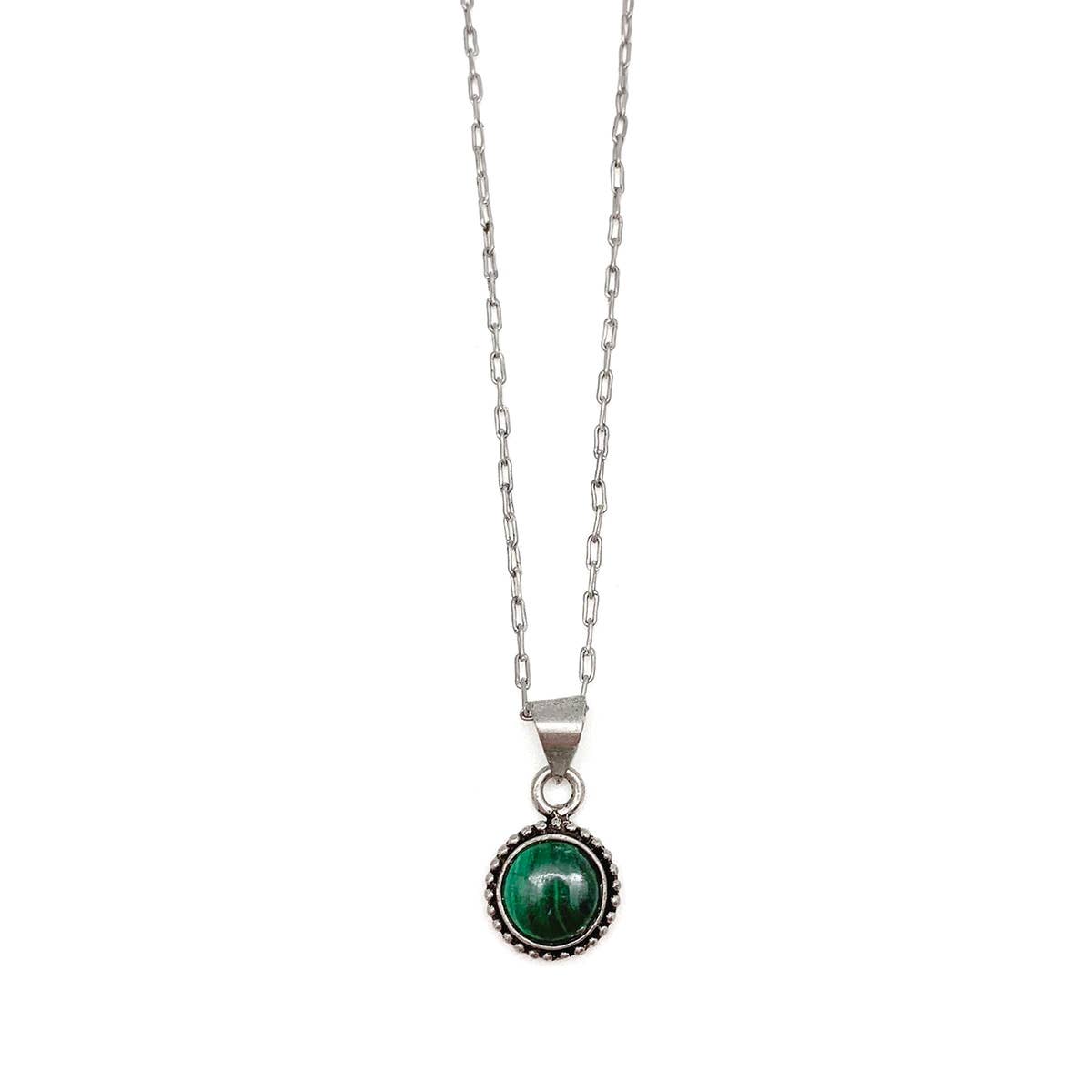 Handcrafted Semiprecious Small Stone Necklace - Malachite