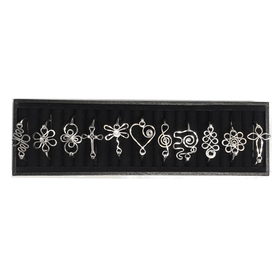 Long Slotted Bangle Display - Black Burlap