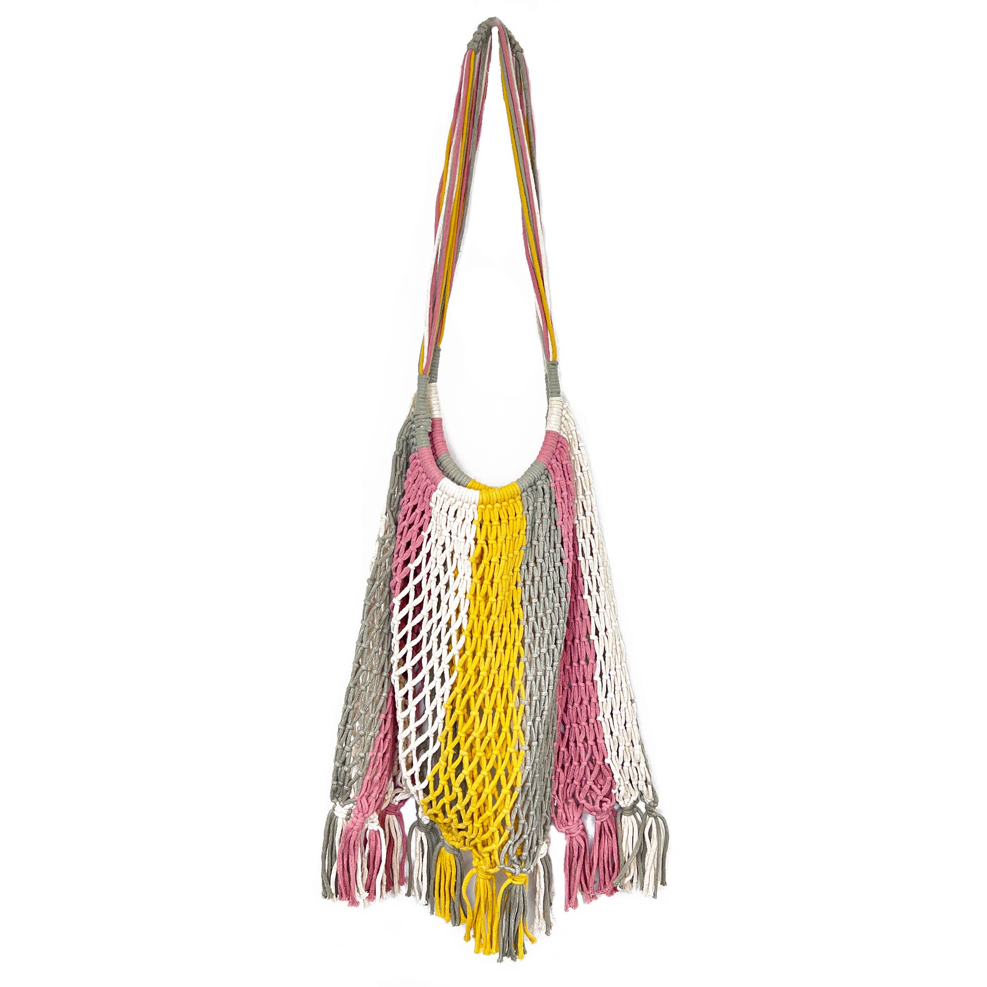 Gemma Bag - Cotton market tote - Pink and Yellow