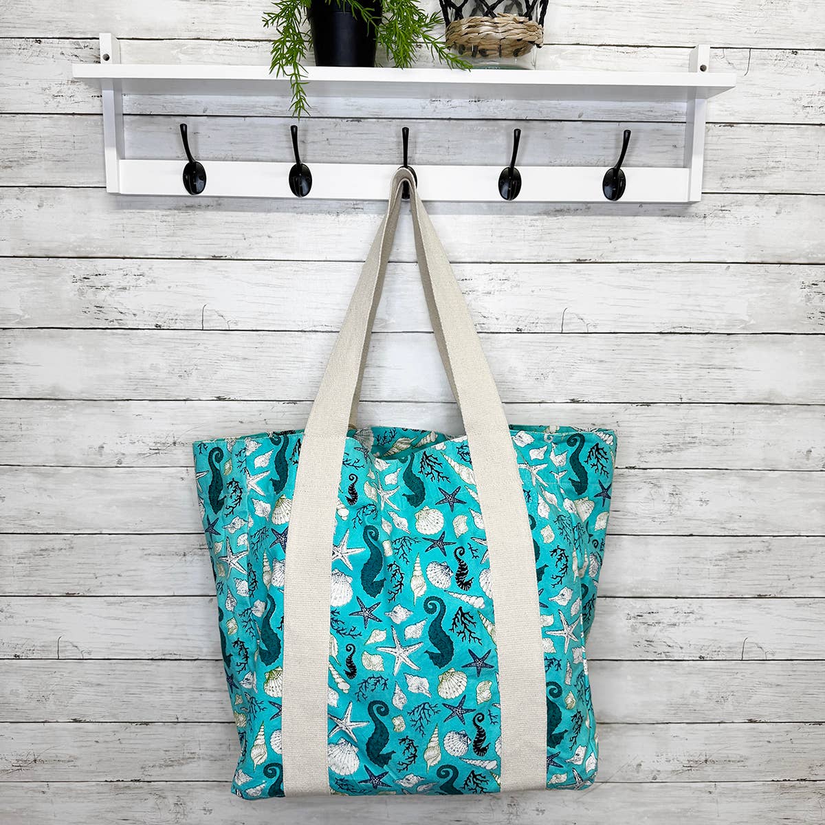 Handcrafted Canvas Bag with Block-Printed Seabed Treasures