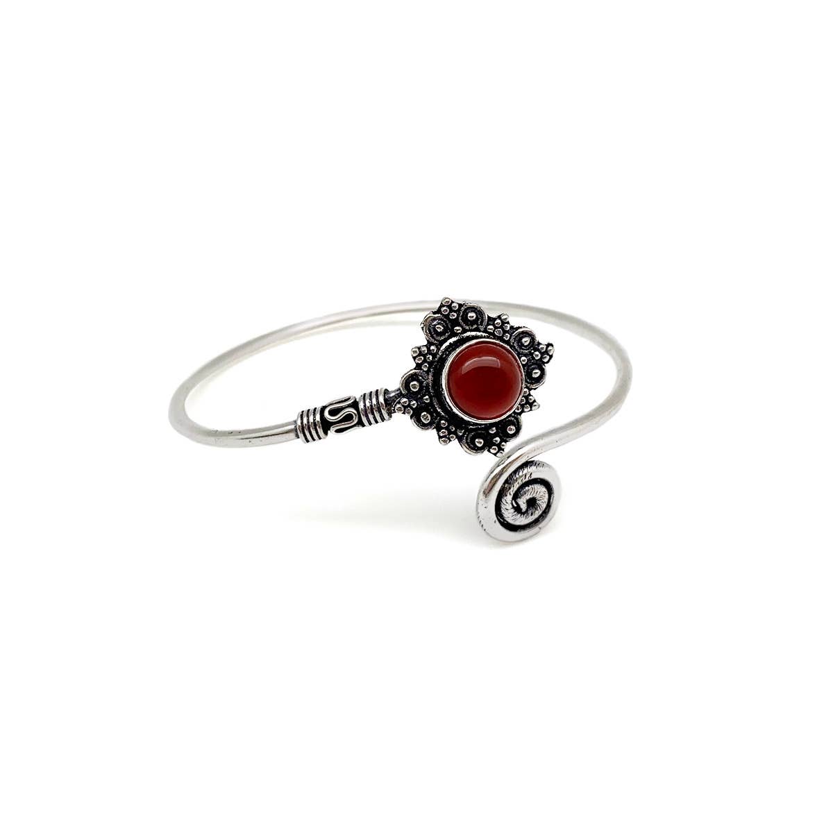 Tanvi Collection Bangle Bracelet - Silver with Red Onyx