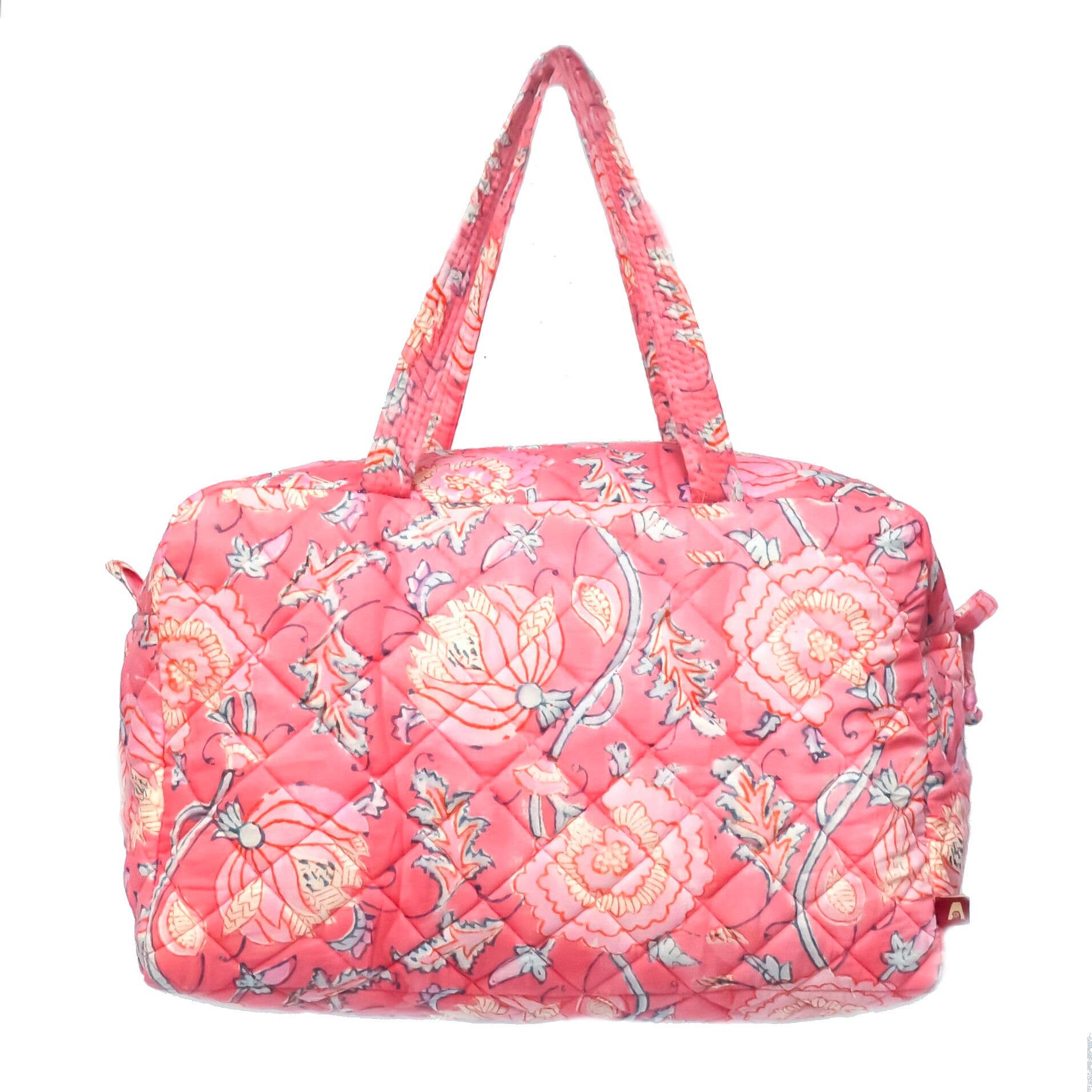Peony Bloom Small Travel Bag - Block Printed Organic Cotton
