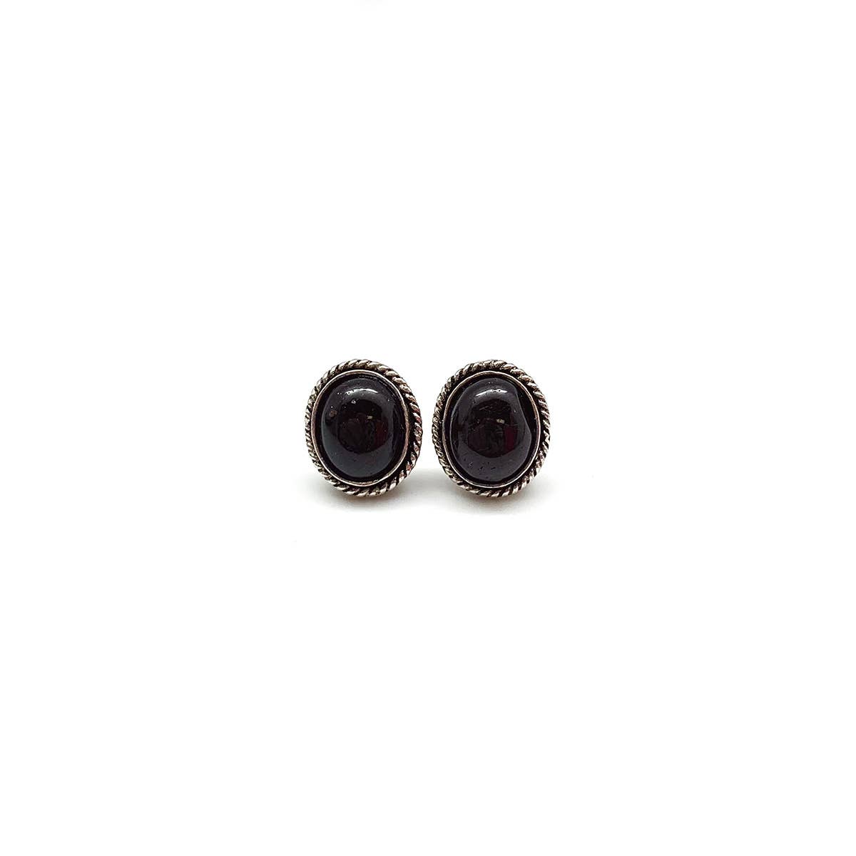 Handcrafted Kashi Semiprecious Stone Post Earrings - Garnet