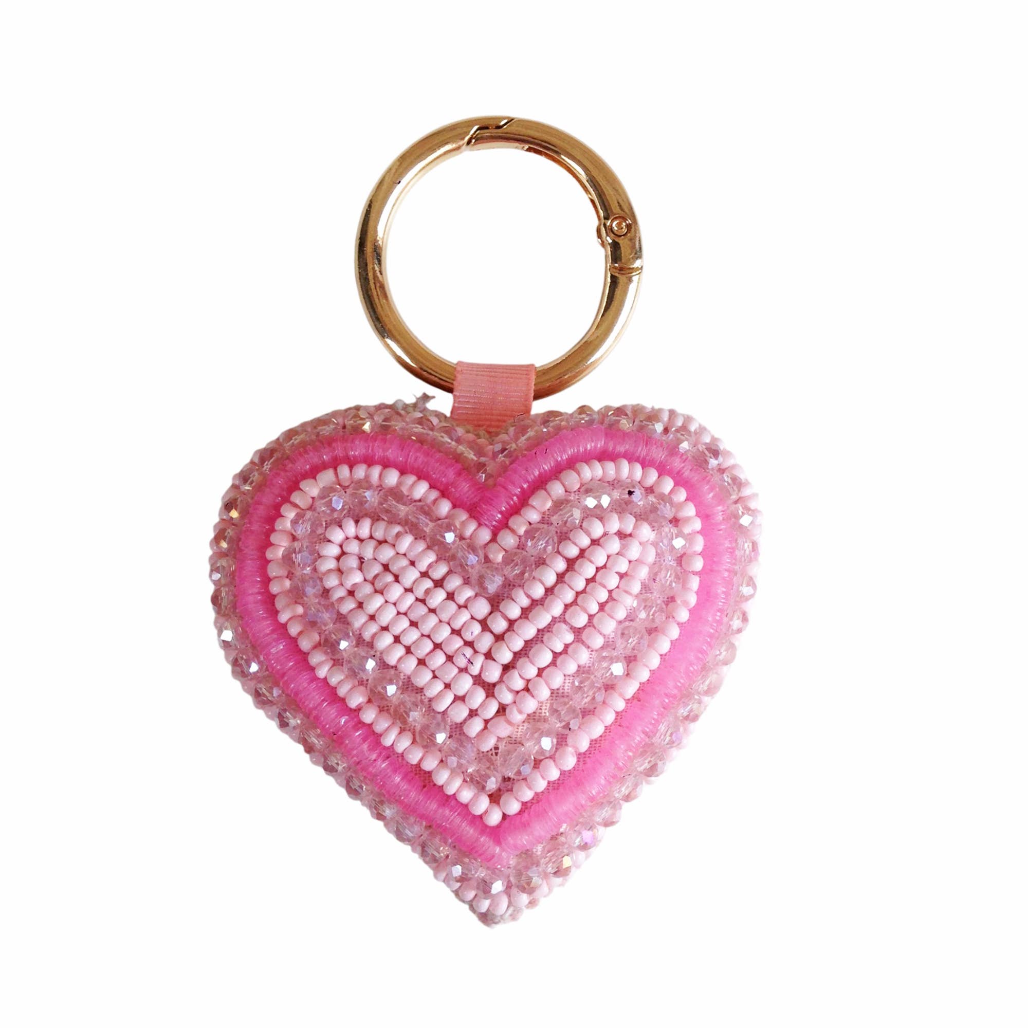Seed Bead Heart Key Ring