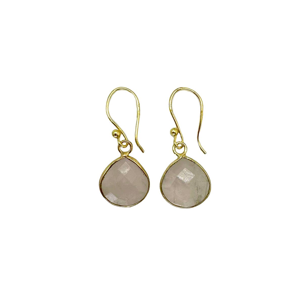 Gold Plated Earrings with Semi-Precious Stone - Rose Quartz