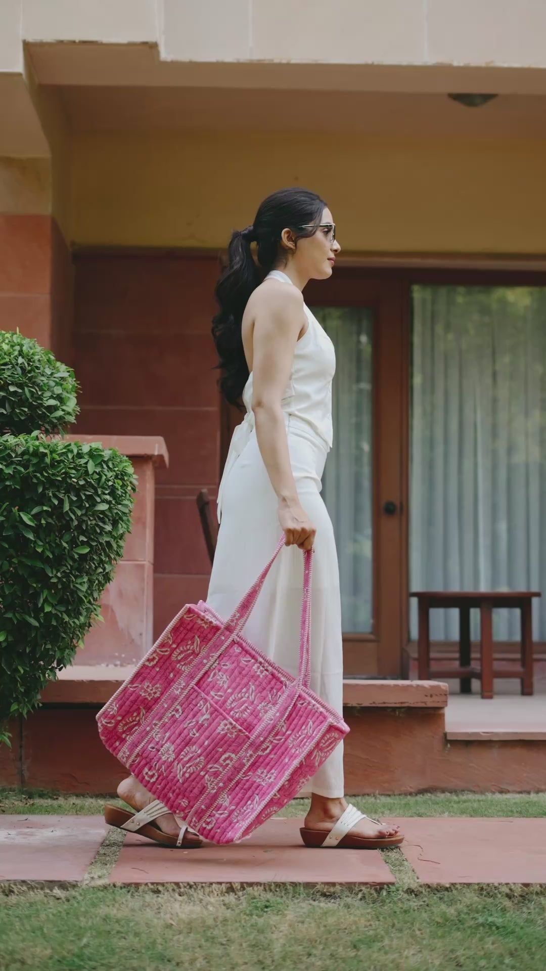 Load video: Hand Creafted Quilted Block-Printed Tote Bag