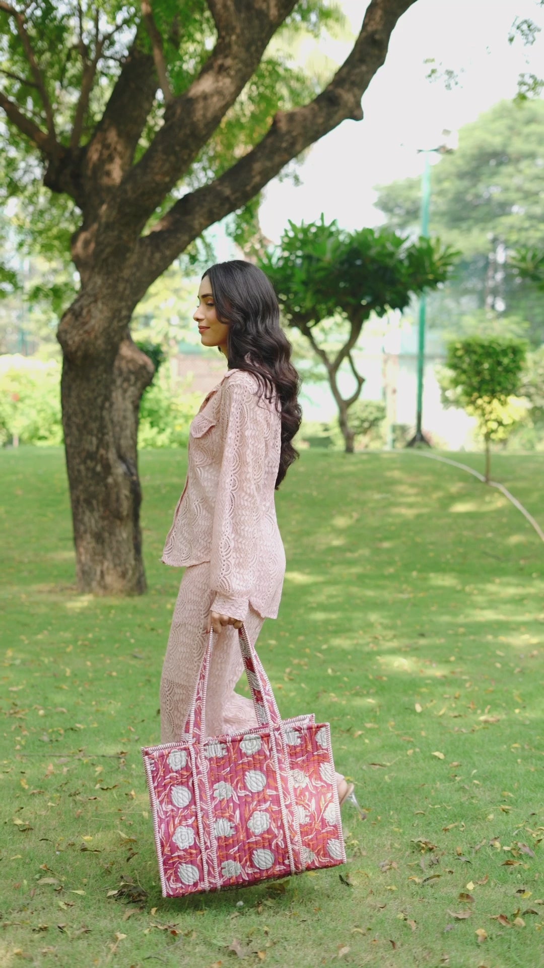 Load video: Hand Creafted Quilted Block-Printed Tote Bag