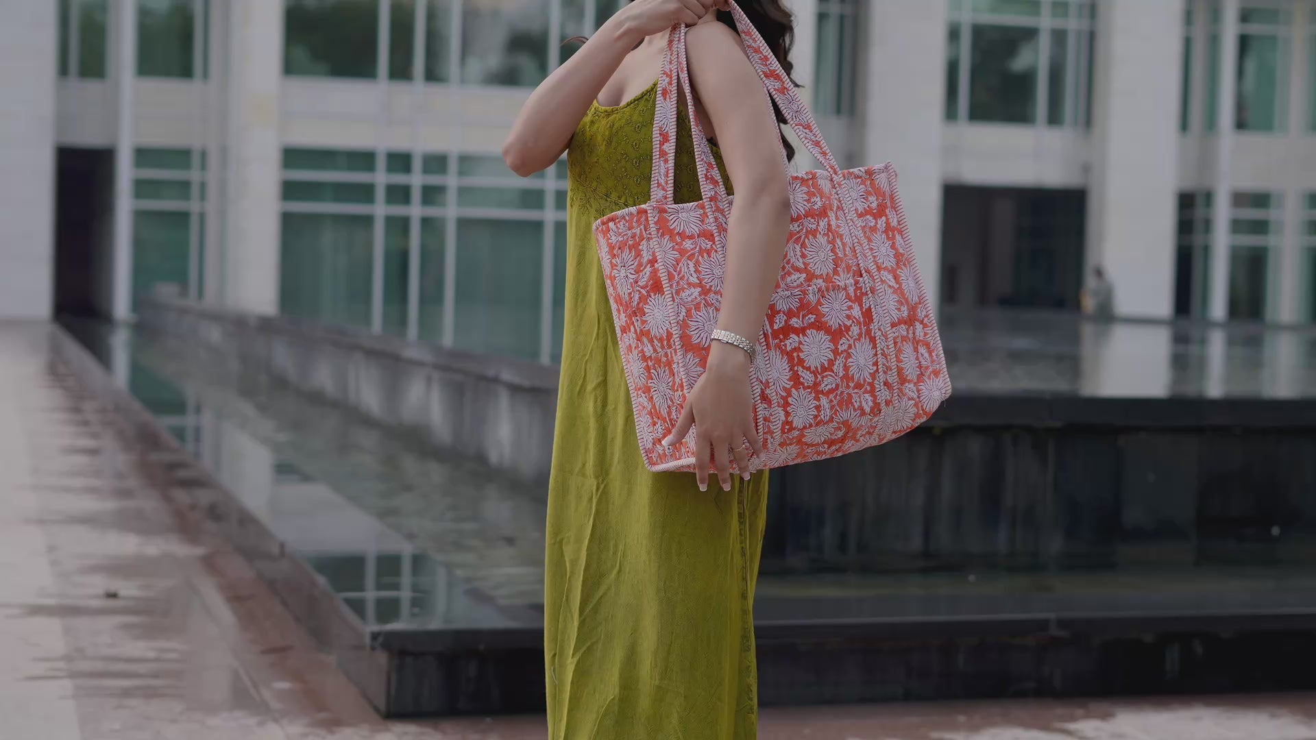 Load video: Hand Creafted Quilted Block-Printed Tote Bag